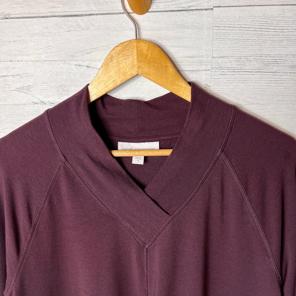 Pure Jill Top Womens Size Medium Dark Wine Affinity French Terry Long Sleeve - Picture 6 of 14